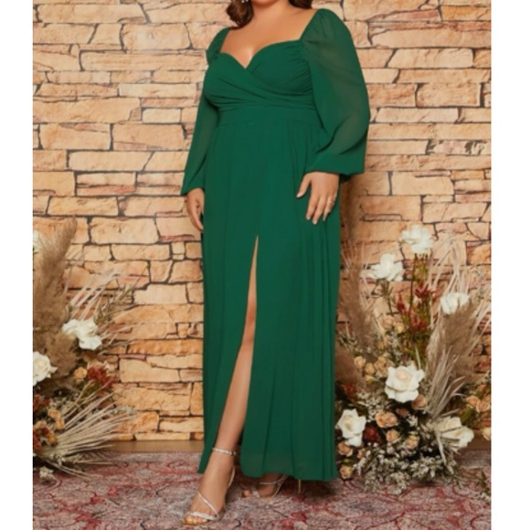 Luxe plus party bridesmaids wedding prom evening sweetheart neck satin dress - Picture 7 of 8